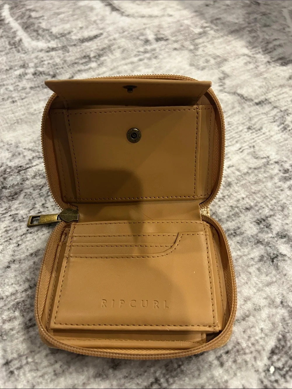 Rip Curl Woven Mini Cosmetic Pouch in Tan and Natural